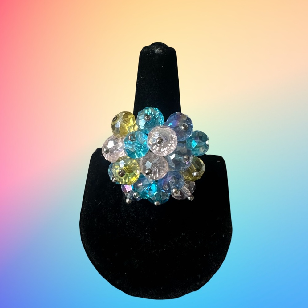 Pastel Glass Bead Stretch Ring